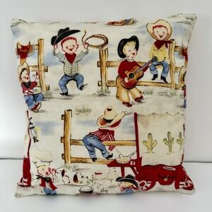 Michael Miller Lil Cowpokes Pillow Cover Removable Washable Cowboy Cowgirl